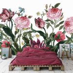 Romantikus színes virágmintás fotótapéta 520x318cm