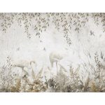 Vintage hangulatú flamingo és levélmintás fotótapéta 368x254cm