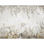 Vintage hangulatú flamingo és levélmintás fotótapéta 400x280cm