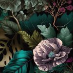 Modern botanikus kert mintás fotótapéta 208x146cm