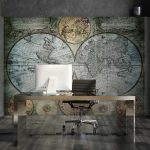 Vintage világtérkép mintás fotótapéta 368x280cm