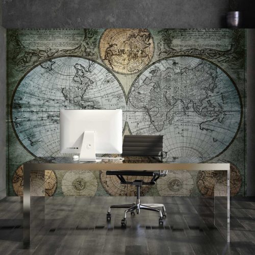 Vintage világtérkép mintás fotótapéta 368x280cm