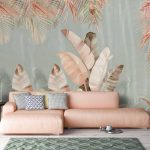 Bézs banánlevél mintás fotótapéta 208x146cm