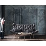 Sötétzöld kazettás falon pálmafa mintás fotótapéta 416x290cm