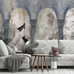 Árkádsor a trópusokon mintás fotótapéta 416x254cm