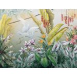 Trópusi levél virág és madár mintás fotótapéta 208x146cm