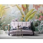 Trópusi levél virág és madár mintás fotótapéta 416x290cm