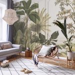 Kazettás fal trópusi erdőmintával fotótapéta 254x184cm