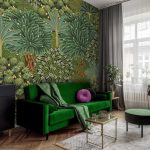 Zölderdő és levélmintás fotótapéta 368x254cm