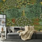 Zölderdő és levélmintás fotótapéta 104x70,5cm