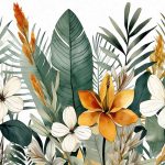 Óriás trópusi levél és virágmintás fotótapéta 416x290cm