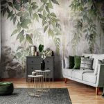 Vintage függő zöld levél mintás fotótapéta 208x146cm