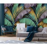 Színes trópusi levélmintás fotótapéta 460x300cm