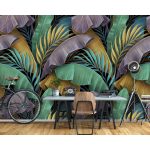 Színes trópusi levélmintás fotótapéta 208x146cm