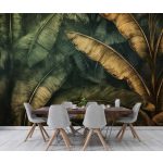 Arany és zöld banánlevél mintás fotótapéta 416x290cm