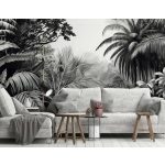 Fekete-fehér dzsungel mintás fotótapéta 104x70,5cm