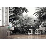 Fekete-fehér dzsungel mintás fotótapéta 416x254cm