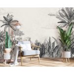 Rajzolt mediterrán tájkép mintás fotótapéta 460x300cm