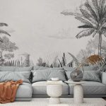Rajzolt mediterrán tájkép mintás fotótapéta 416x254cm