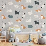 Cica mintás gyerekszoba fotótapéta 416x254cm