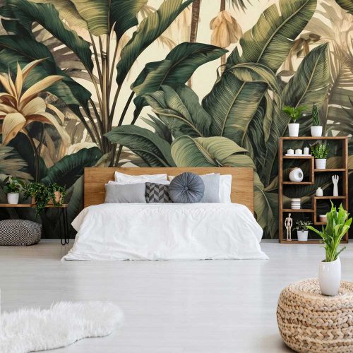 Trópusi zöld banánlevél mintás fotótapéta 368x280cm