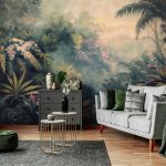 Ködös trópusi dzsungel mintás fotótapéta 312x219cm