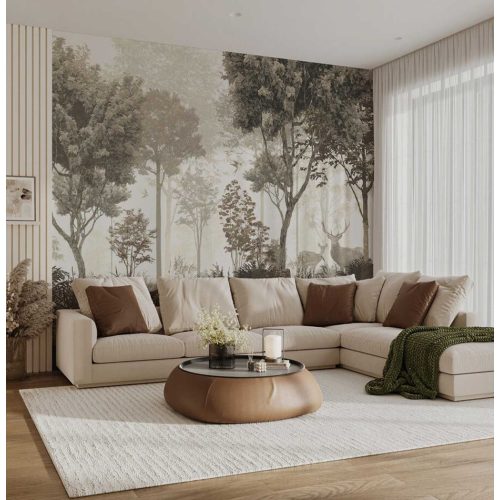 Szarvasok a ködös erdőben fotótapéta 250x175cm