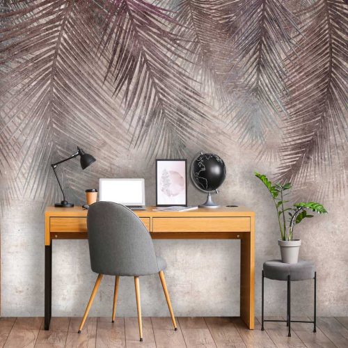 Antik fal pálmalevél mintával fotótapéta 254x184cm