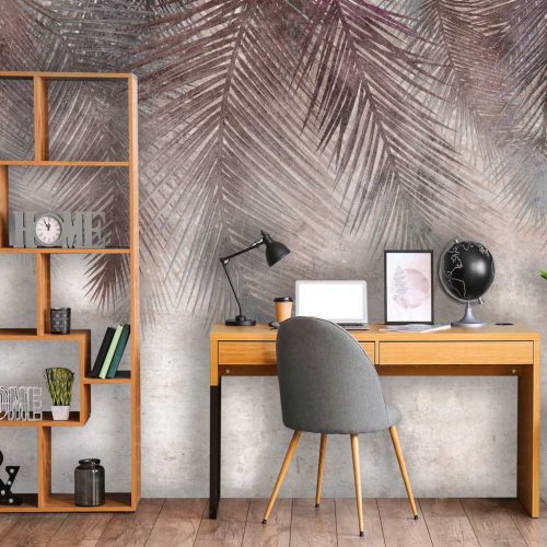 Antik fal pálmalevél mintával fotótapéta 208x146cm