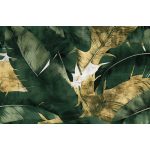 Sötétzöld és arany banánlevél mintás fotótapéta 400x280cm