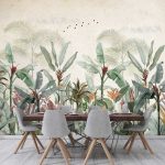 Pasztell trópusi banánlevelek fotótapéta 208x146cm