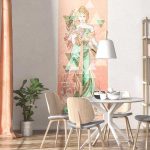 Női portré mintás fotótapéta virágcsokorral