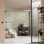 Pasztell levél sziluett mintás vlies fotótapéta