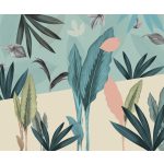 Pasztell színű modern trópusi levélmintás vlies fotótapéta