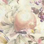 Színes papagáj és gyümölcs mintás fotótapéta