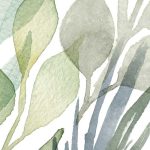 Pasztell zöld festett levélmintás vlies fotótapéta