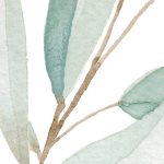 Pasztell zöld festett levélmintás vlies fotótapéta