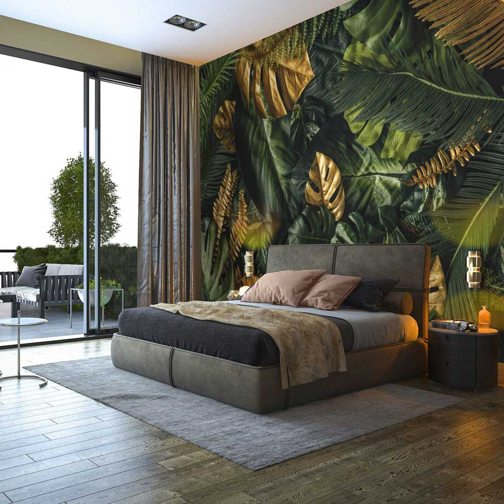 Arany pálmalevél mintás fotótapéta 152,5x104cm